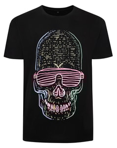 Bigdude – T-Shirt mit Totenkopf-Print, Schwarz, Größe L